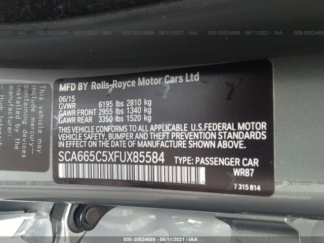 2015 Rolls-Royce Wraith, VIN: SCA665C5XFUX85584