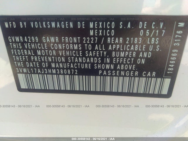 3VWL17AJ3HM380872 Volkswagen Jetta 1.8t Sel