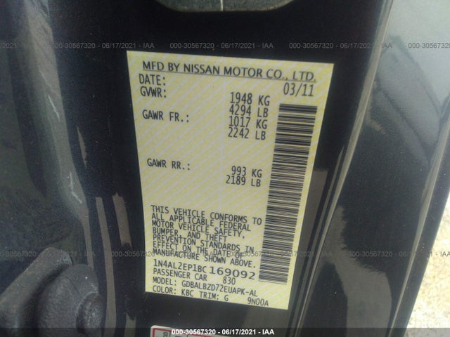 Nissan Altima 2.5 S 2011 1N4AL2EP1BC169092 Image 9