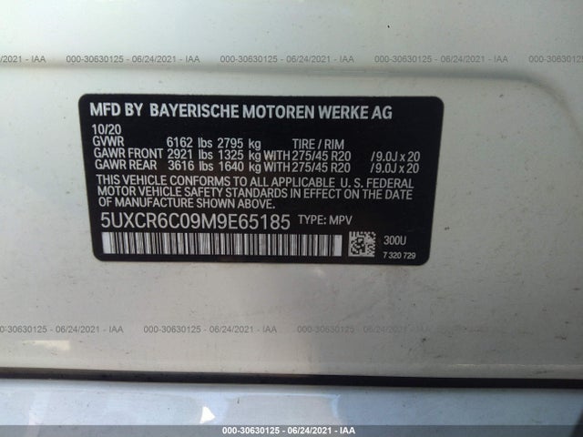 BMW X5 Xdrive40i 2021 5UXCR6C09M9E65185 Image 9