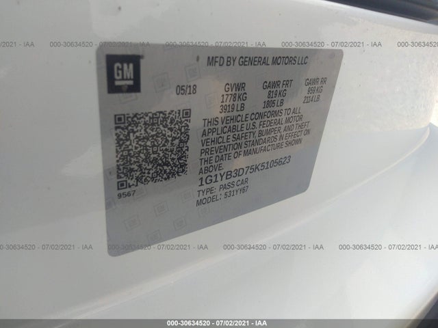 2019 Chevrolet Corvette, VIN: 1G1YB3D75K5105623