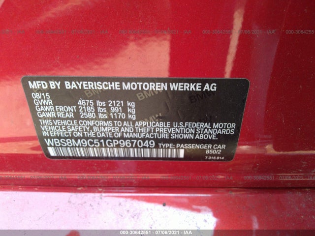 2016 BMW M3, VIN: WBS8M9C51GP967049