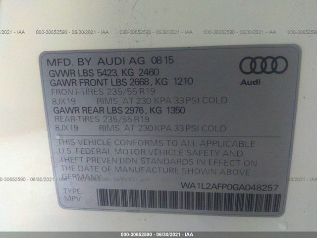 2016 AUDI Q5 WA1L2AFP0GA048257 Photo 8