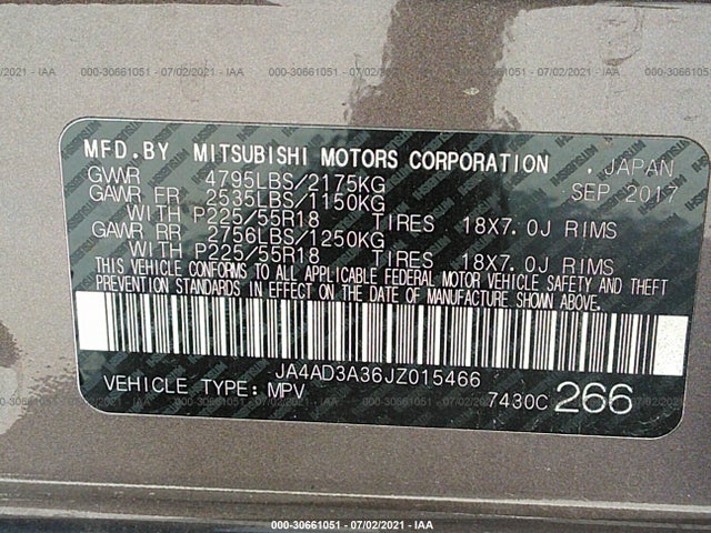 JA4AD3A36JZ015466 Mitsubishi Outlander Se/sel/le