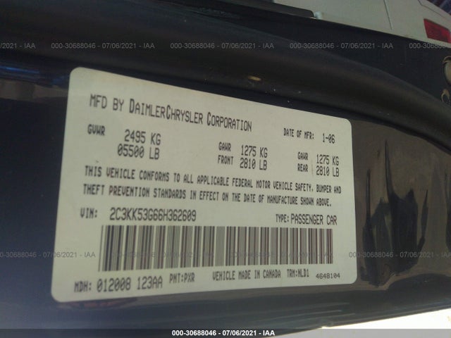 Chrysler 300 2006 2C3KK53G66H362609 Image 10