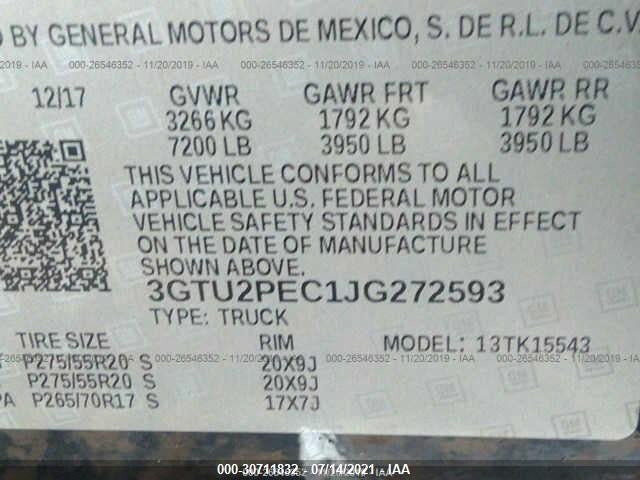 GMC Sierra 1500 Denali 2018 3GTU2PEC1JG272593 Image 9