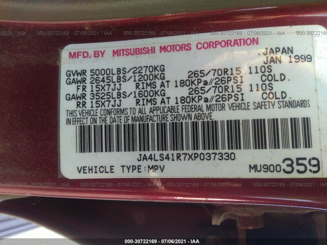 1999 MITSUBISHI MONTERO SPORT JA4LS41R7XP037330 Photo 8