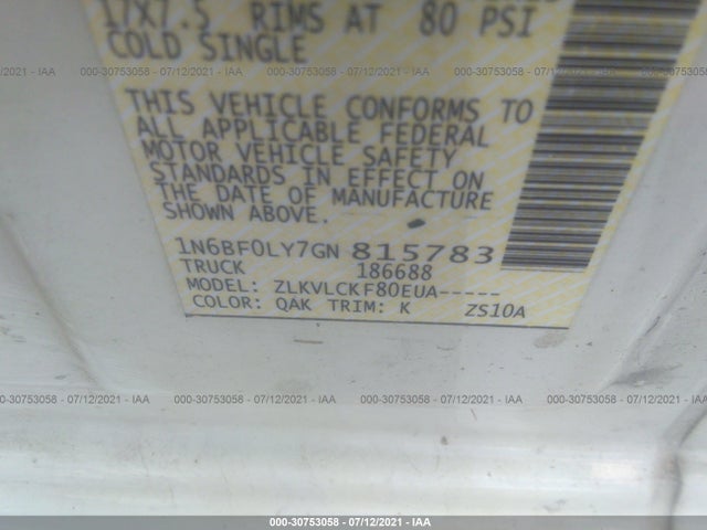 2016 Nissan NV, VIN: 1N6BF0LY7GN815783