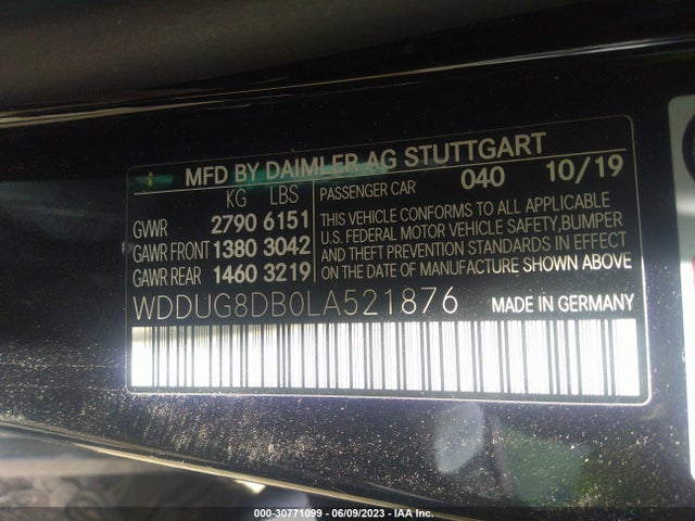 2020 Mercedes-Benz S-Class, VIN: WDDUG8DB0LA521876