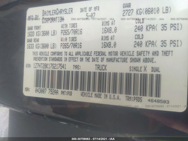 2007 MITSUBISHI RAIDER 1Z7HT28K17S217541 Photo 8