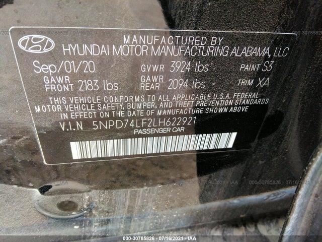 Hyundai ELANTRA SE 2020 5NPD74LF2LH622921 Image 11