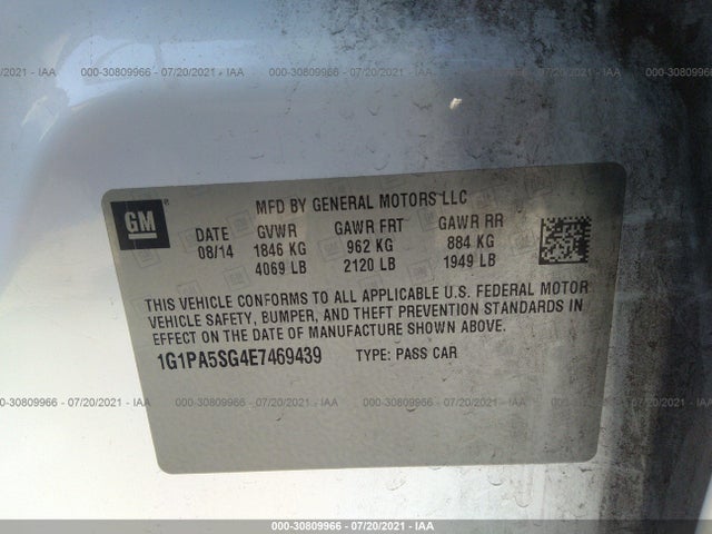 1G1PA5SG4E7469439 Chevrolet Cruze Ls Auto