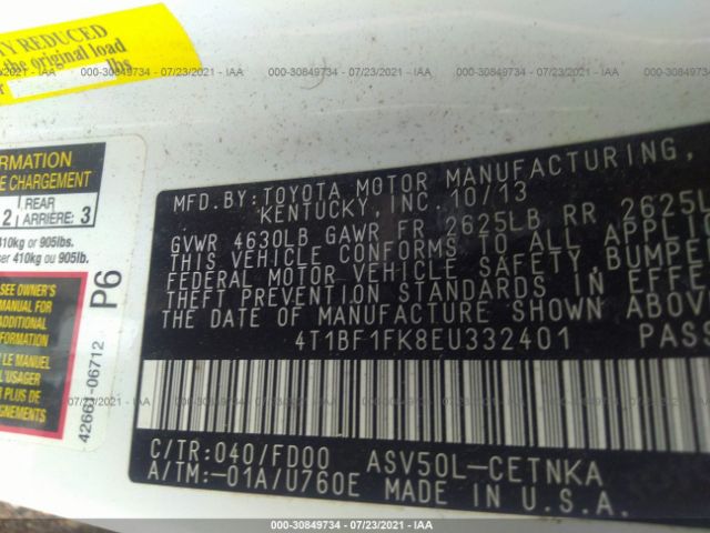 4T1BF1FK8EU332401 Toyota Camry L/le/xle/se/se Sport