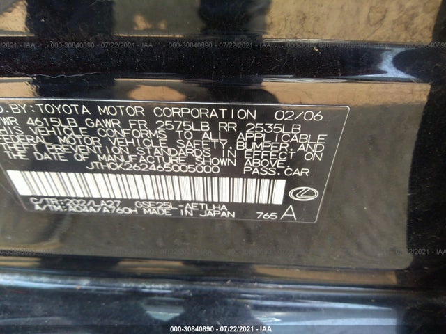 JTHCK262465005000 Lexus Is 250 Auto