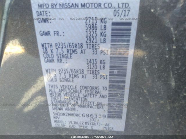5N1DR2MM0HC686319 Nissan Pathfinder Sv