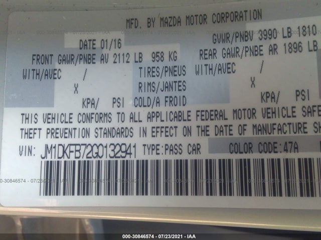 2016 Mazda CX-3, VIN: JM1DKFB72G0132941