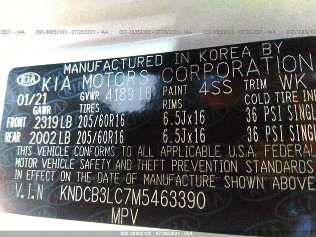 2021 Kia Niro, VIN: KNDCB3LC7M5463390