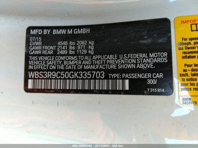 2016 BMW M4, VIN: WBS3R9C50GK335703