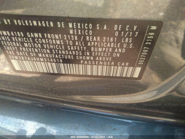 3VW2B7AJ6HM314518 Volkswagen Jetta 1.4t S
