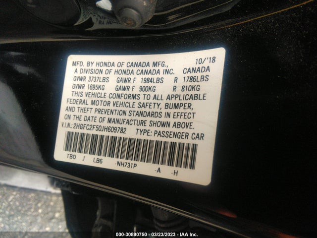 Honda Civic Sedan Lx 2018 2HGFC2F50JH609782 Image 10