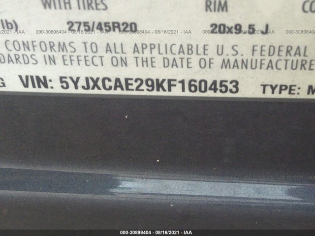 2019 Tesla Model X, VIN: 5YJXCAE29KF160453