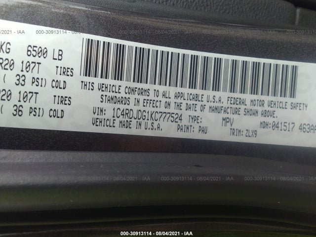 Dodge Durango Gt Plus 2019 1C4RDJDG1KC777524 Image 9