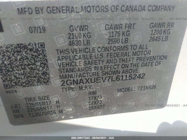 Chevrolet EQUINOX LT 2020 2GNAXUEV7L6115242 Image 11