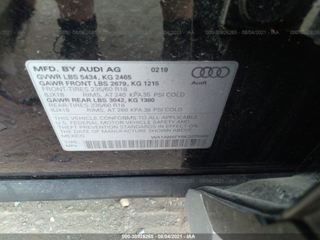 2019 Audi Q5, VIN: WA1ANAFY5K2073908