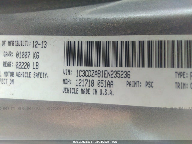 Dodge AVENGER SE 2014 1C3CDZAB1EN235236 Image 9