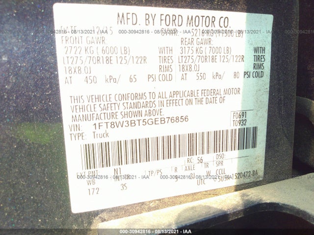 Ford F-350 Xlt 2016 1FT8W3BT5GEB76856 Image 9