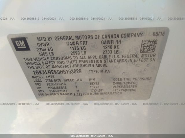 2GKALNEK0H6163029 GMC Terrain Sle