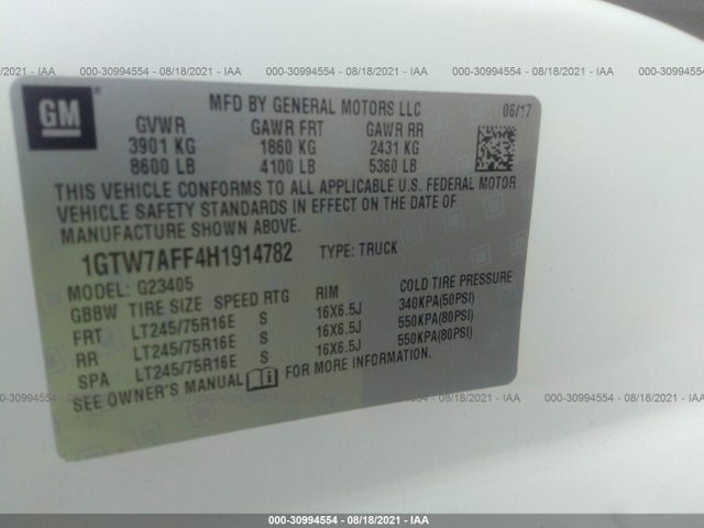 GMC SAVANA CARGO VAN 2017 1GTW7AFF4H1914782 Image 9