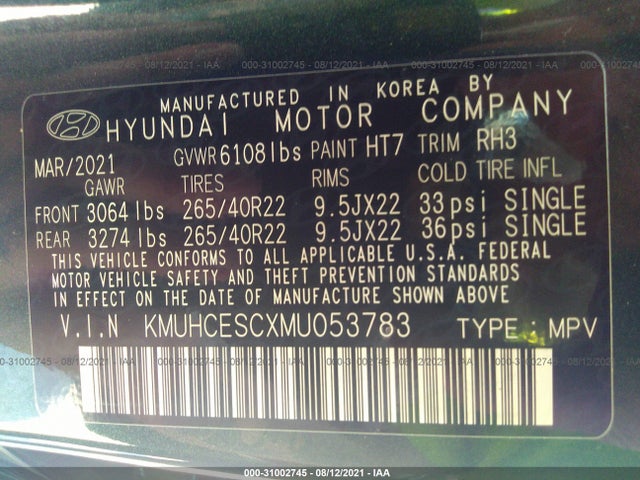 Genesis Gv80 3.5t Awd 2021 KMUHCESCXMU053783 Image 9
