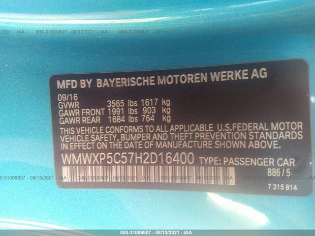 2017 Mini Hardtop, VIN: WMWXP5C57H2D16400