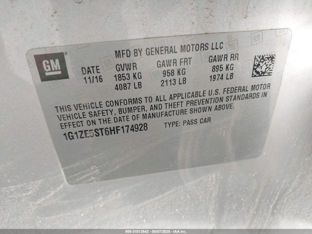 1G1ZE5ST6HF174928 Chevrolet MALIBU 1LT