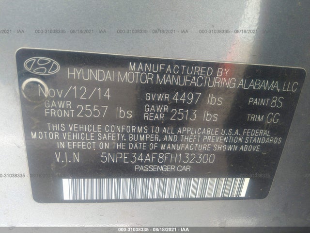 2015 HYUNDAI SONATA VIN: 5NPE34AF8FH132300