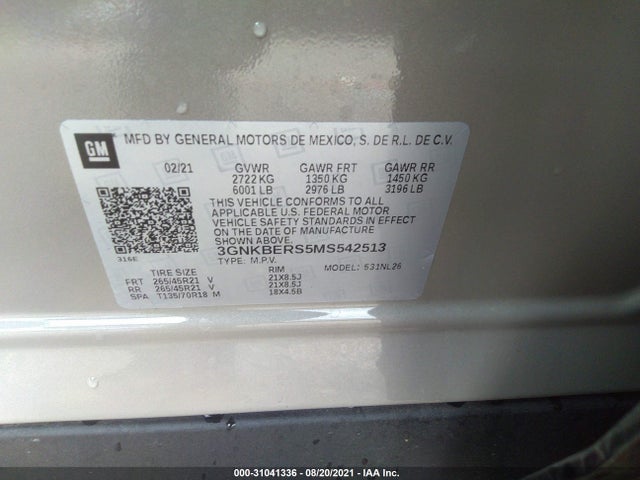 Chevrolet BLAZER RS 2021 3GNKBERS5MS542513 Image 10
