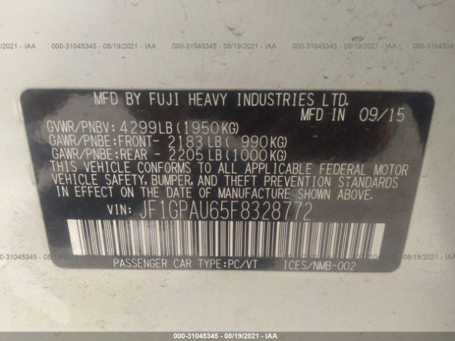 JF1GPAU65F8328772 Subaru Impreza Wagon 2.0i Sport Premium