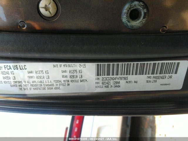 Dodge Challenger Sxt 2015 2C3CDZAG4FH787965 Image 9