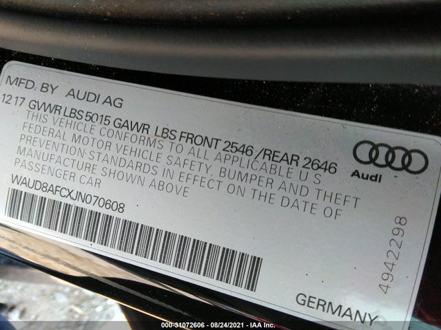 2018 Audi A6, VIN: WAUD8AFCXJN070608