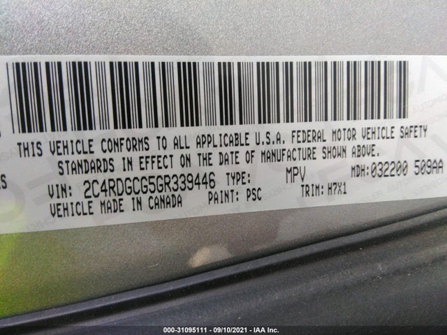 Dodge Grand Caravan Sxt 2016 2C4RDGCG5GR339446 Image 9