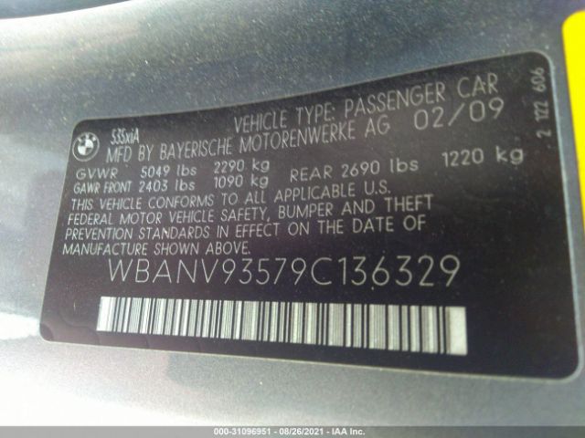 2009 BMW 535I WBANV93579C136329 Photo 8