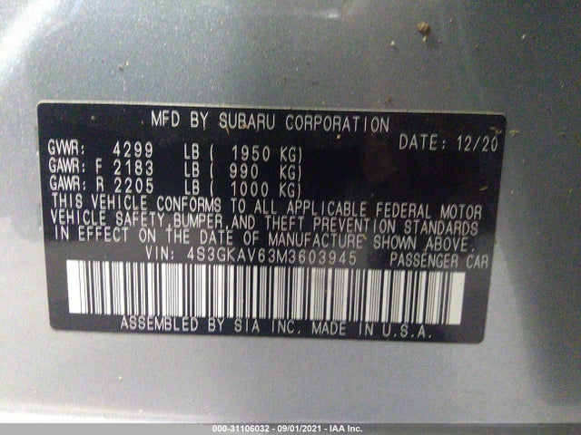 2021 Subaru Impreza, VIN: 4S3GKAV63M3603945