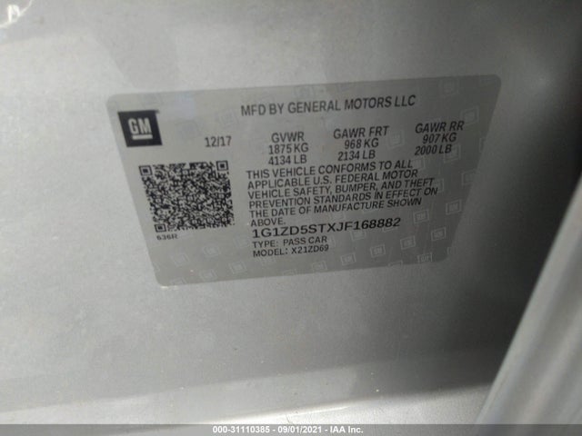 Chevrolet MALIBU LT 2018 1G1ZD5STXJF168882 Image 9