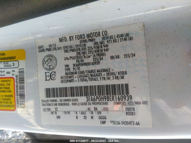 3FA6P0H98ER160939 Ford FUSION SE