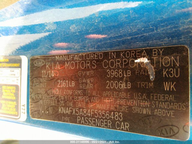 KNAFX5A84F5356483 KIA Forte 5-door Ex