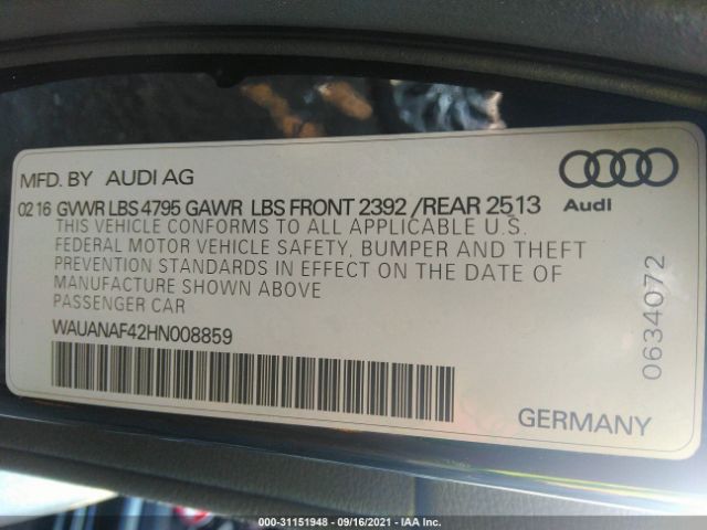 WAUANAF42HN008859 Audi A4 2.0t Premium