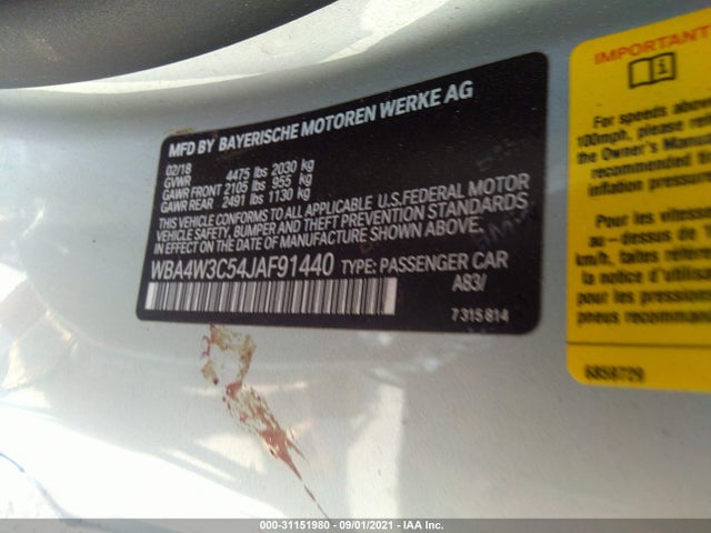 2018 BMW 4 Series, VIN: WBA4W3C54JAF91440