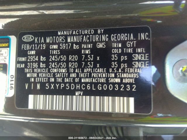 5XYP5DHC6LG003232 KIA Telluride Sx