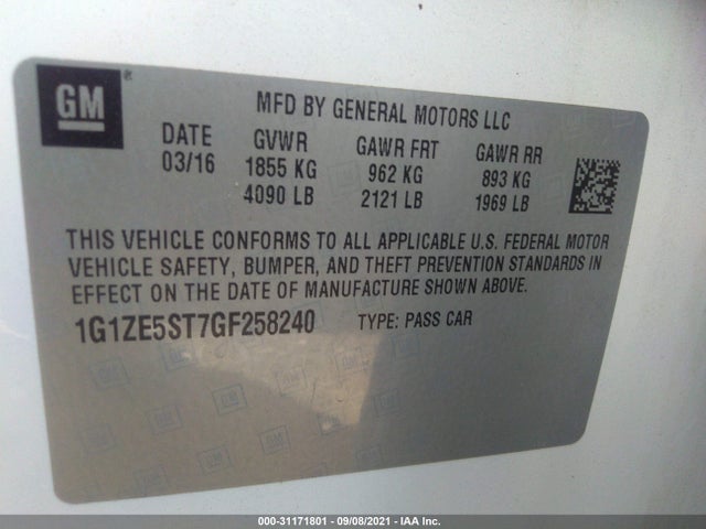 Chevrolet MALIBU LT 2016 1G1ZE5ST7GF258240 Image 10